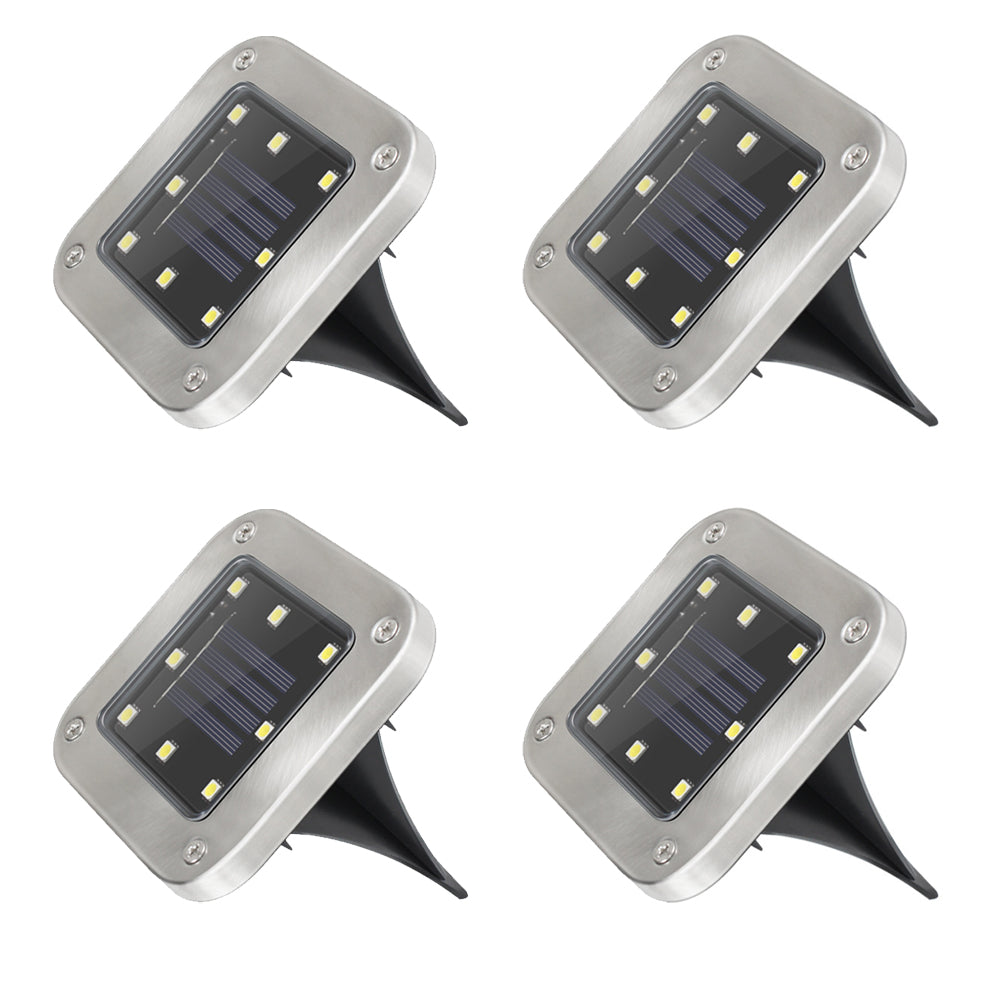 4Pcs Solar Powered Square LED Garden Ground Light Warm Lights