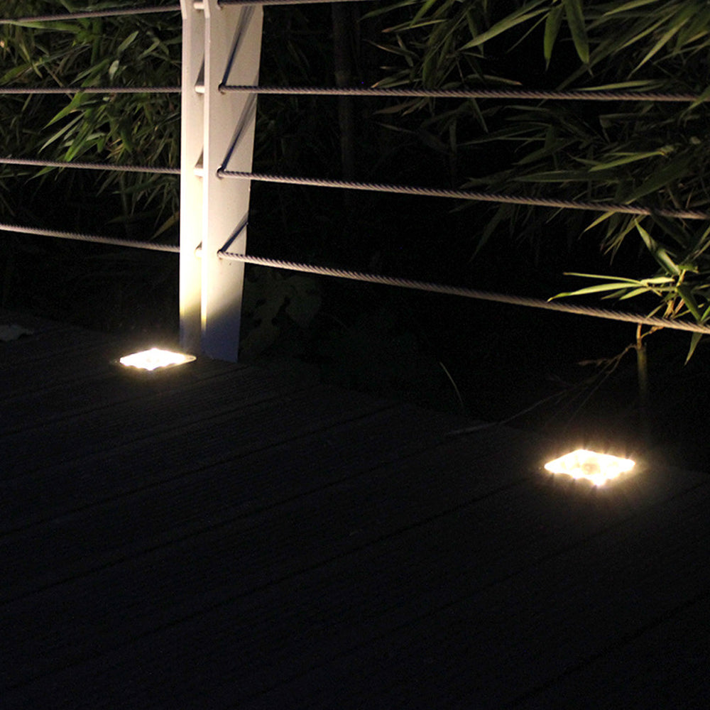 4Pcs Solar Powered Square LED Garden Ground Light Warm Lights