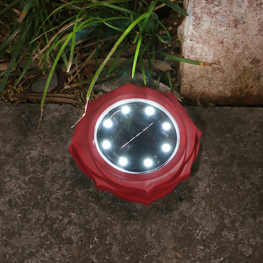 4Pcs 8LEDs Outdoor Garden Solar Ground Lights Red