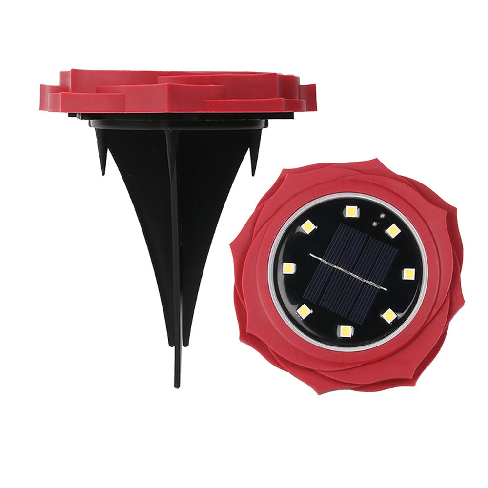 4Pcs 8LEDs Outdoor Garden Solar Ground Lights Red