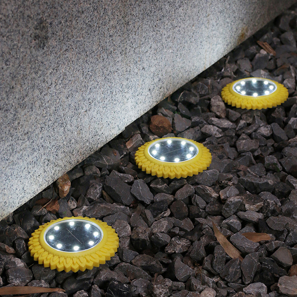 4Pcs 8LEDs Outdoor Garden Solar Ground Lights Yellow