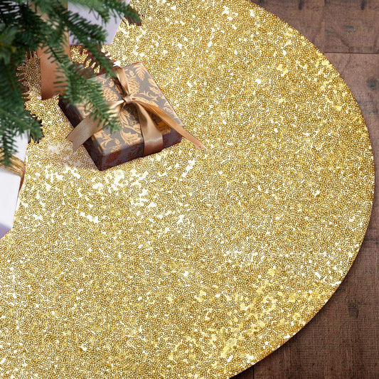122cm Sequin Christmas Tree Skirt Decorations Gold