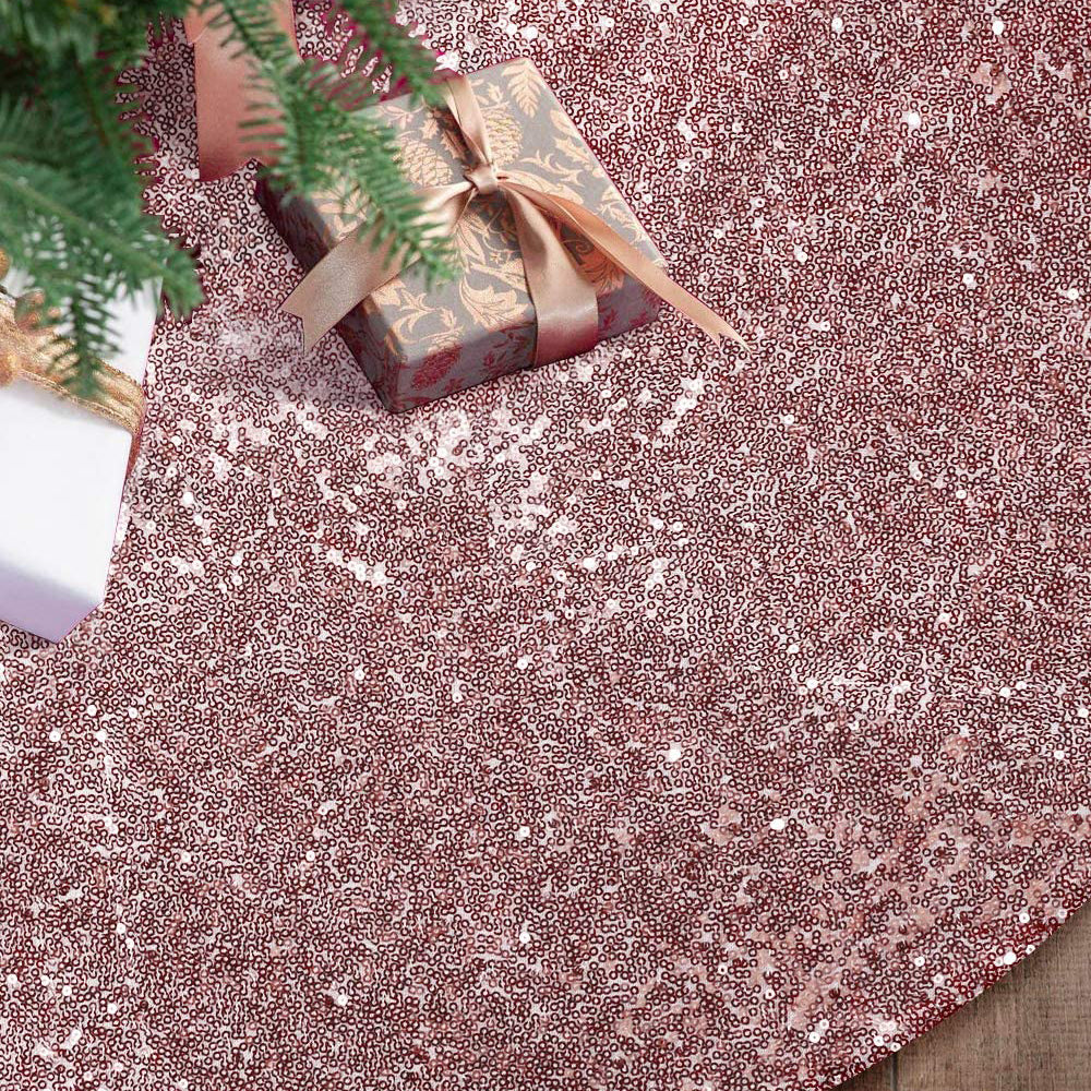 122cm Sequin Christmas Tree Skirt Decorations Rose Gold