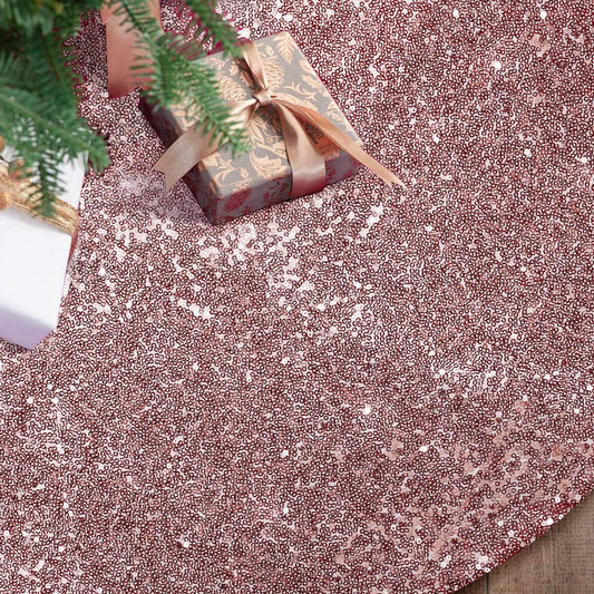 122cm Sequin Christmas Tree Skirt Decorations Rose Gold