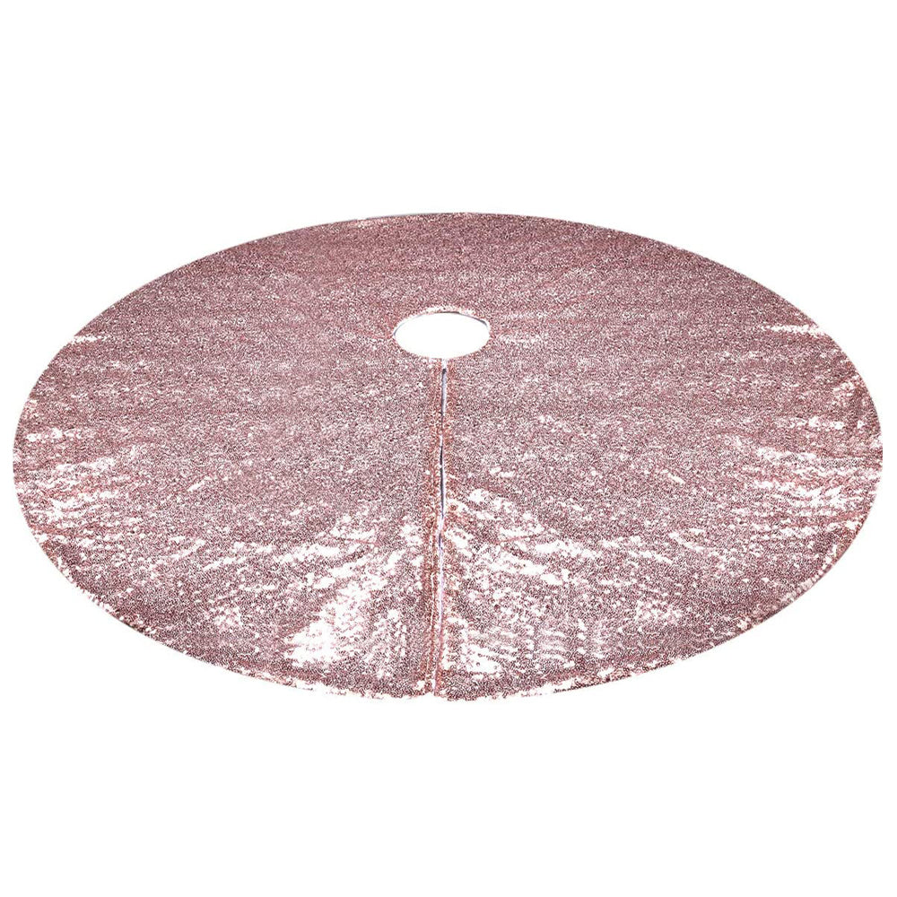 122cm Sequin Christmas Tree Skirt Decorations Rose Gold