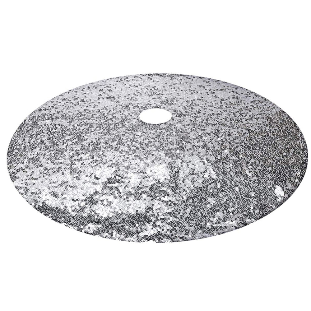 122cm Sequin Christmas Tree Skirt Decorations Silver