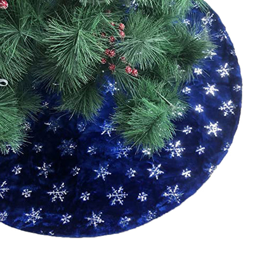 122cm Christmas Plush Tree Skirt with Silver Snowflake Sequin