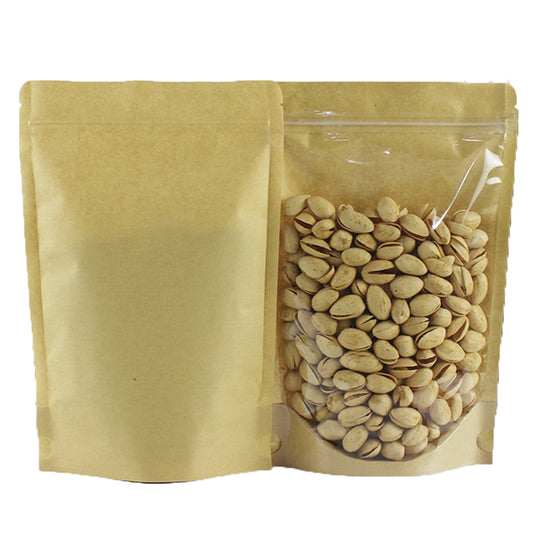 50Pcs 14x20cm Kraft Paper Food Bag Stand Up Pouch