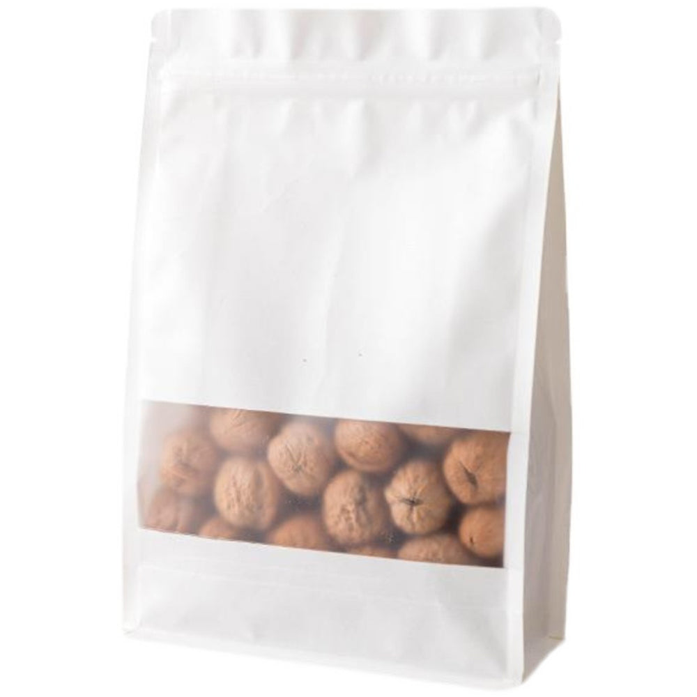 50pcs 14x24cm White Kraft Paper Food Seal Bags Stand Up Pouch