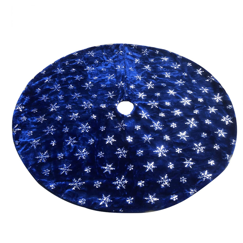 122cm Blue Christmas Tree Skirt with 2 Plush Christmas Stocking