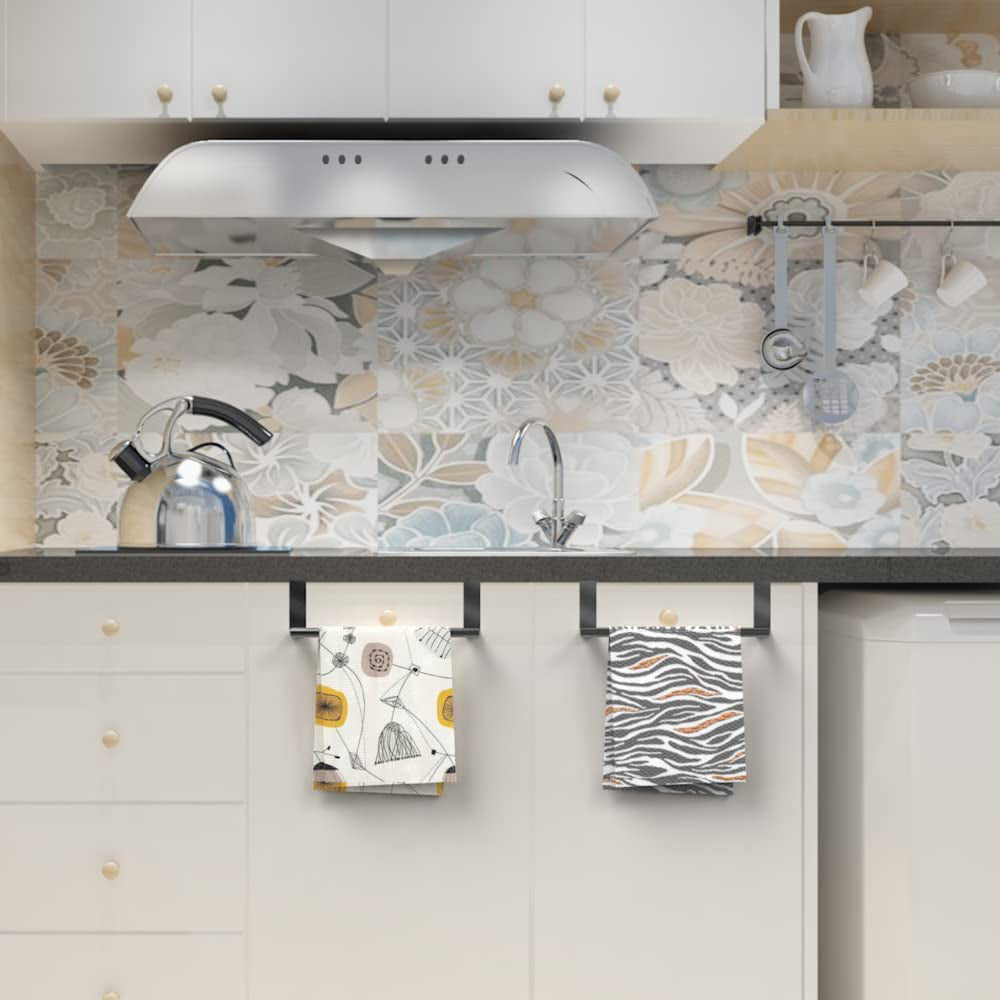 1X Kitchen Bathroom Stainless Steel Over Door Towel Bar Holder Black