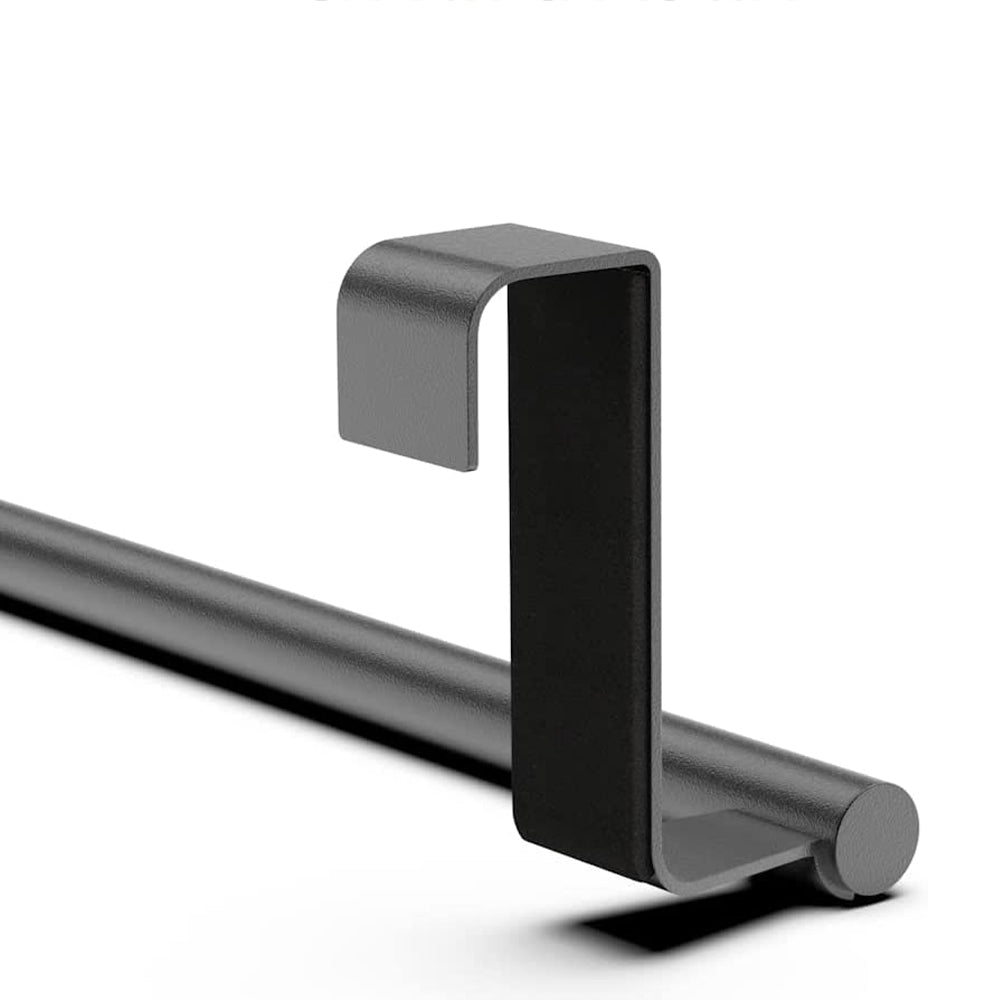 2X Kitchen Bathroom Stainless Steel Over Door Towel Bar Holder Black