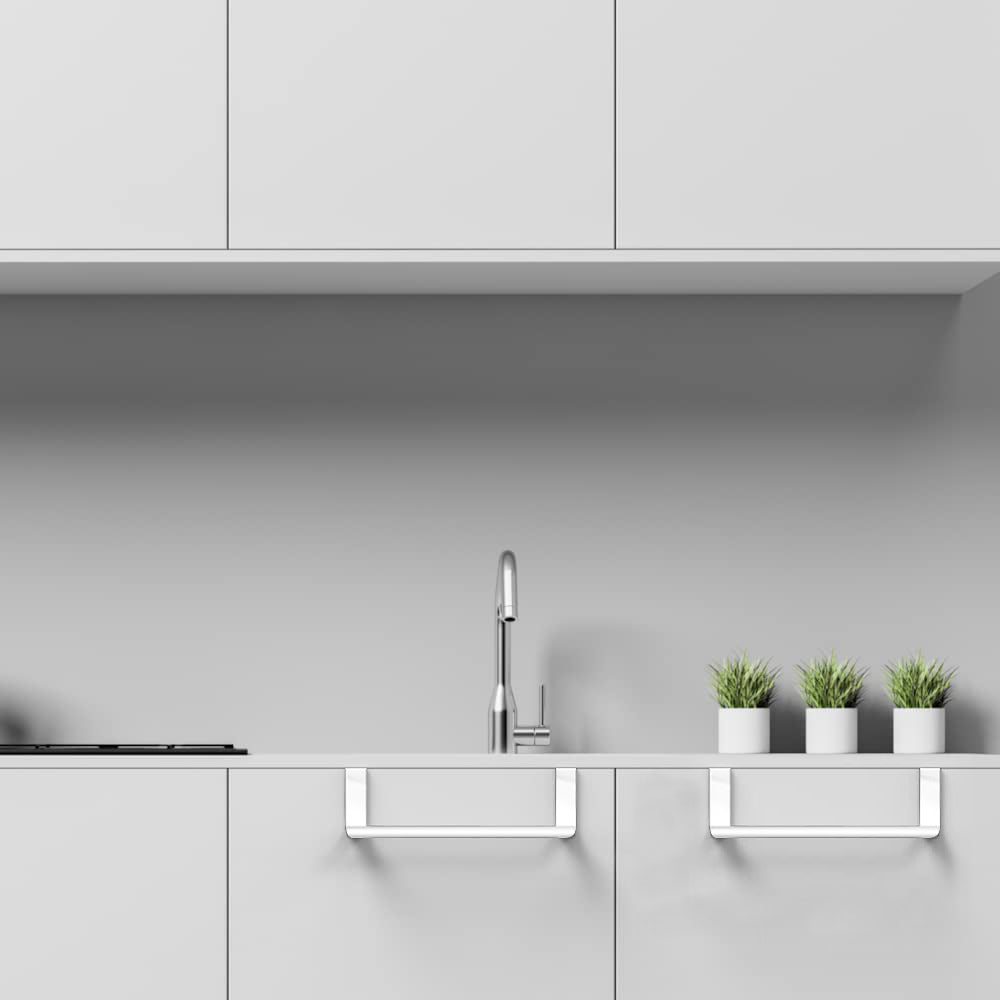 2X Kitchen Bathroom Stainless Steel Over Door Towel Bar Holder White
