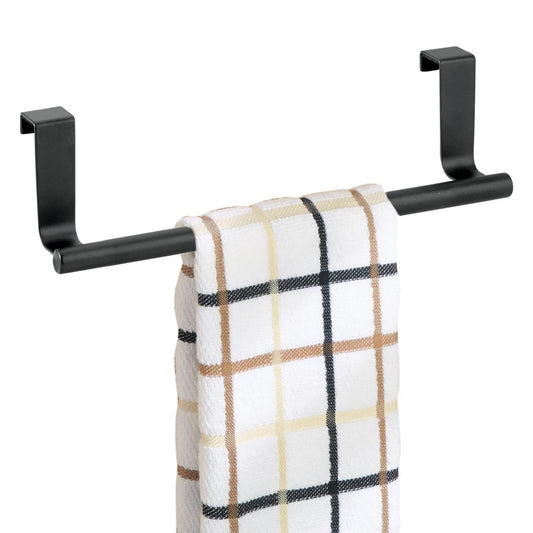 2X Kitchen Bathroom Stainless Steel Over Door Towel Bar Holder Black