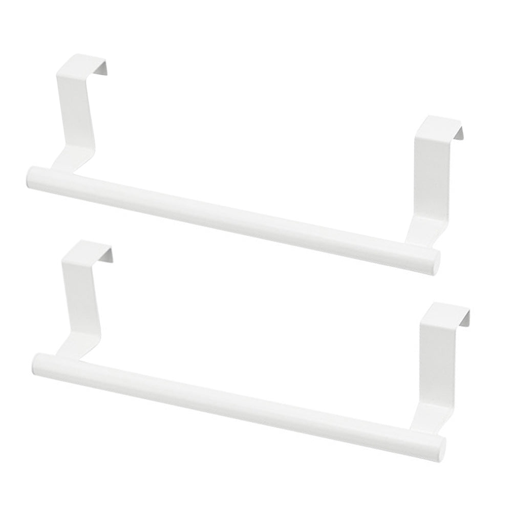 2X Kitchen Bathroom Stainless Steel Over Door Towel Bar Holder White