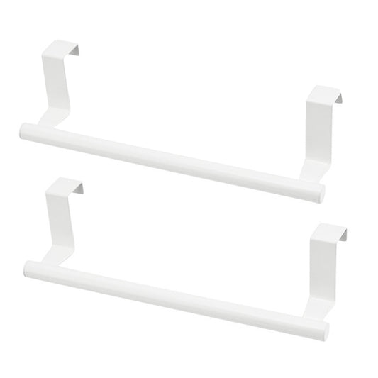 2X Kitchen Bathroom Stainless Steel Over Door Towel Bar Holder White