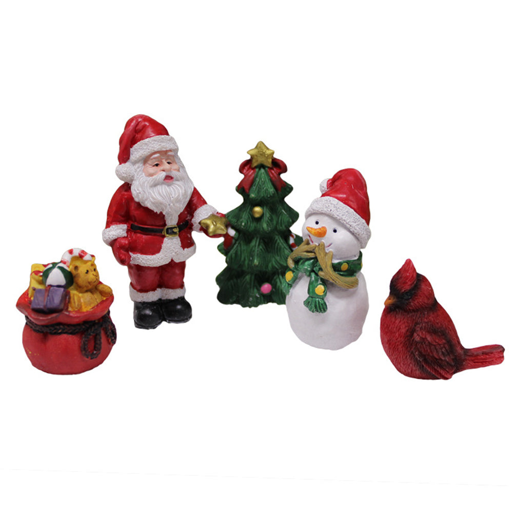 Set of 5Pcs Christmas Garden Resin Statue Figurine Garden Sculpture