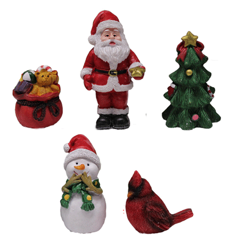 Set of 5Pcs Christmas Garden Resin Statue Figurine Garden Sculpture