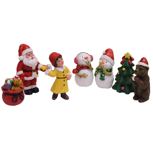 Set of 7Pcs Christmas Garden Resin Statue Figurine Garden Sculpture