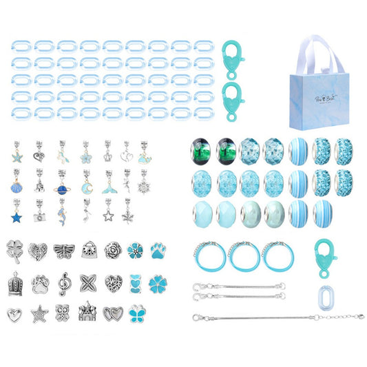 113Pcs DIY Bracelet Making Kit Charm Bracelets Jewellery Crafts Set Blue