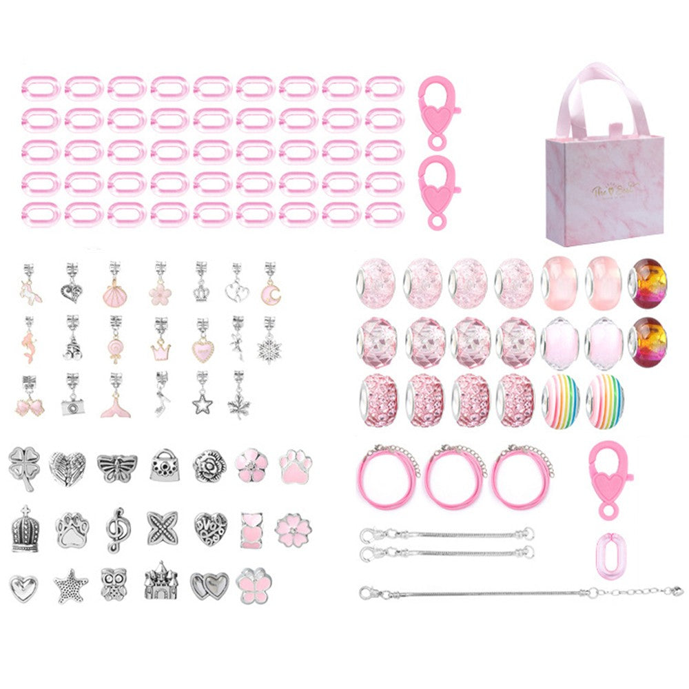 113Pcs DIY Bracelet Making Kit Charm Bracelets Jewellery Crafts Set Pink