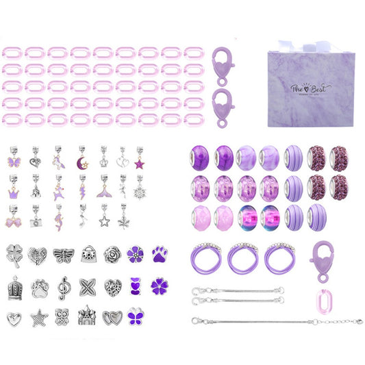113Pcs DIY Bracelet Making Kit Charm Bracelets Jewellery Crafts Set Purple