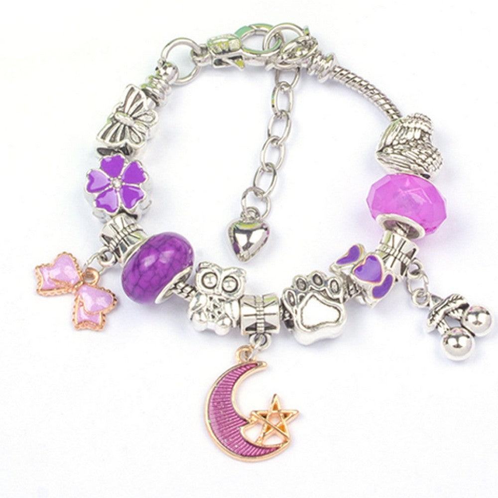 113Pcs DIY Bracelet Making Kit Charm Bracelets Jewellery Crafts Set Purple