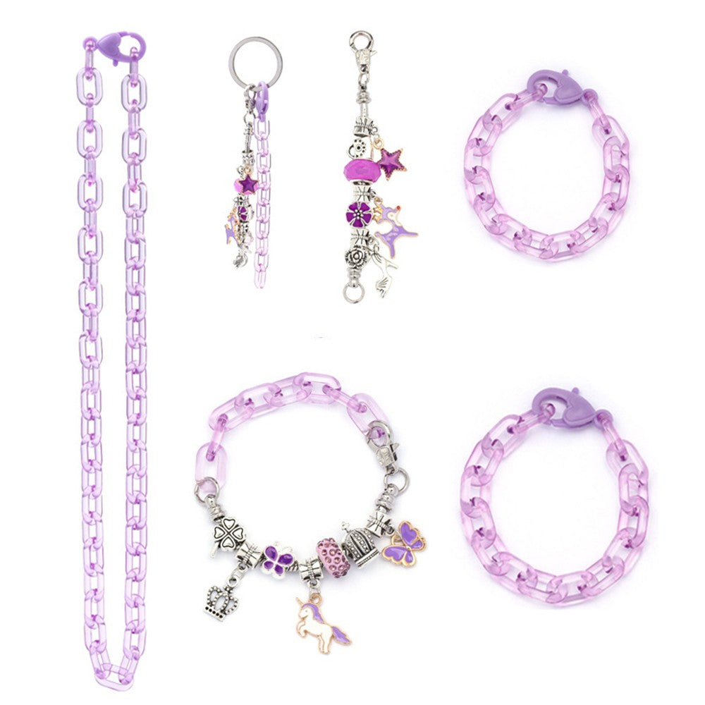 113Pcs DIY Bracelet Making Kit Charm Bracelets Jewellery Crafts Set Purple