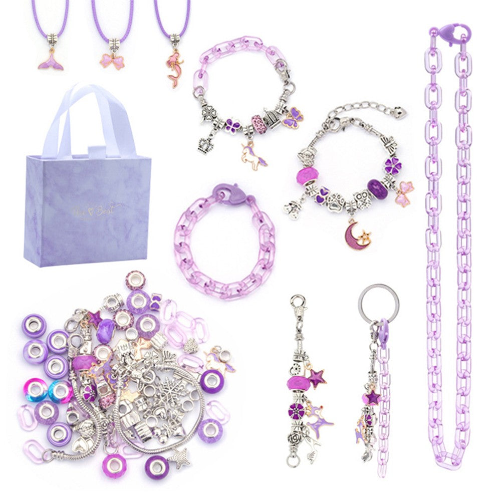 113Pcs DIY Bracelet Making Kit Charm Bracelets Jewellery Crafts Set Purple