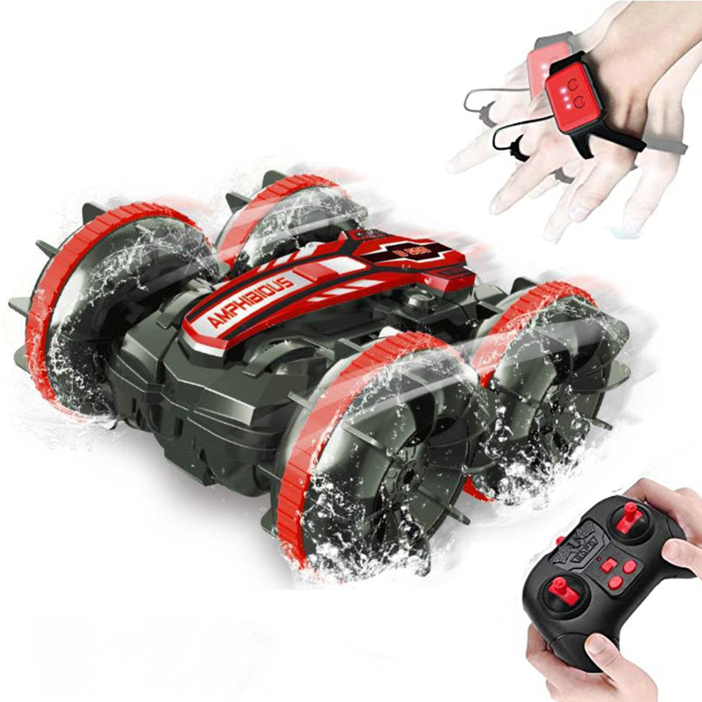 Remote Control Water Toys Car RC Toy Remote Control Amphibious Car Gesture Sensor Toy 4WD Racing Car Red