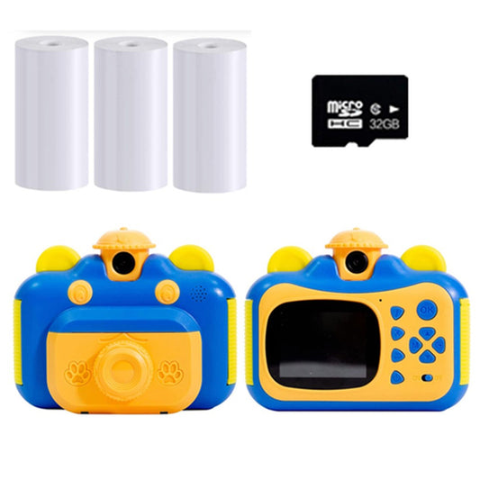 4000W Pixel Kids Instant Print Camera with Photo Paper and 32GB Card Set Blue
