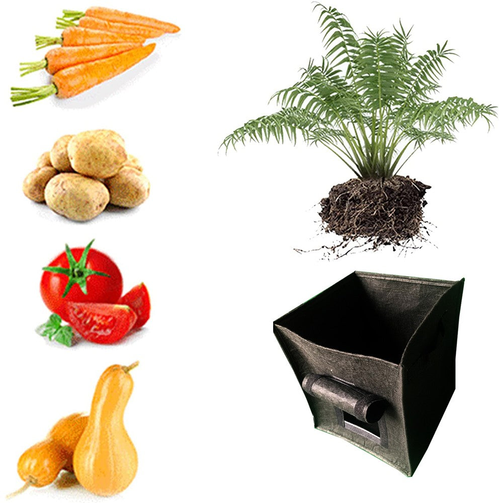 2Pcs 15 Gallon Square Potato Grow Bag Non Woven Vegetable Planting Pouch Black