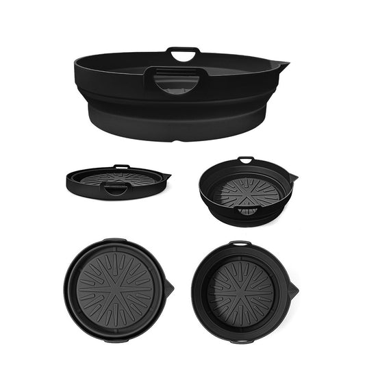 1Pc Foldable Air Fryer Silicone Pot Oven Baking Pan Air Fryer Liner Black