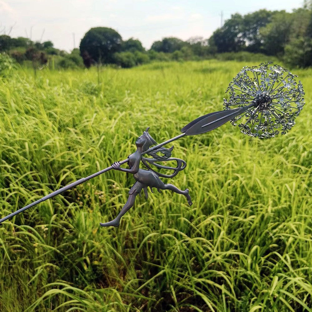 2Pcs Fairies Dandelions Outdoor Garden Statue Yard Fairy Sculpture - Style 1 + 4