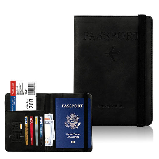 RFID Blocking Travel Passport Holder Purse Card Wallet Black