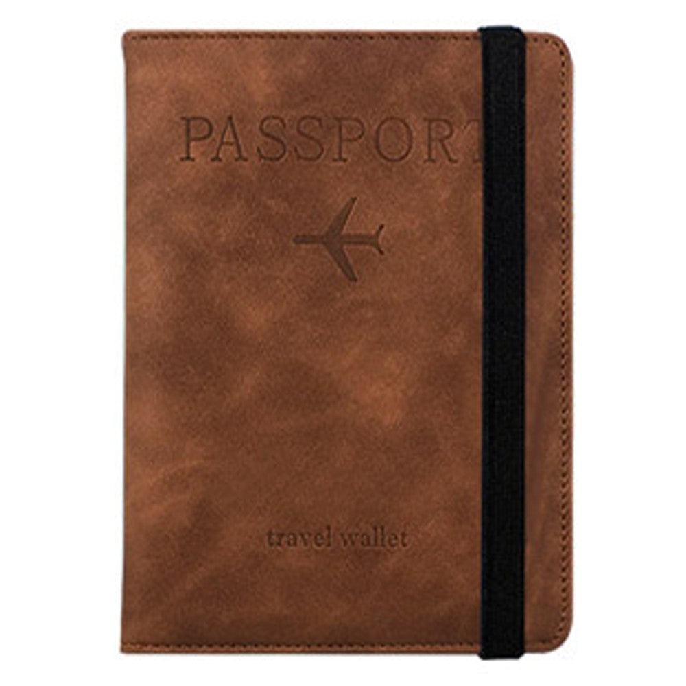 RFID Blocking Travel Passport Holder Purse Card Wallet Brown