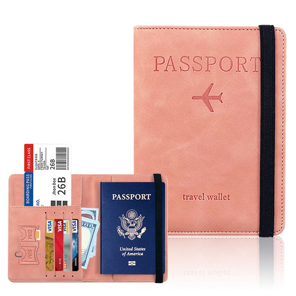 RFID Blocking Travel Passport Holder Purse Card Wallet Pink