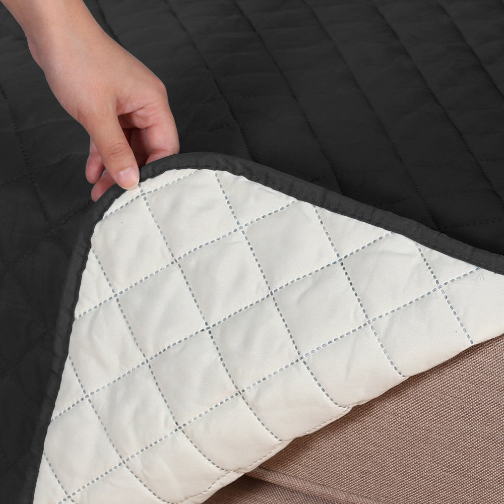 2 Seater Couch Cover Recliner Chair Cover Splittable Water Resistant Sofa Cover Slipcovers Black