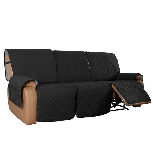3 Seater Water Resistant Split Recliner Cover Sofa Couch Slipcovers Black