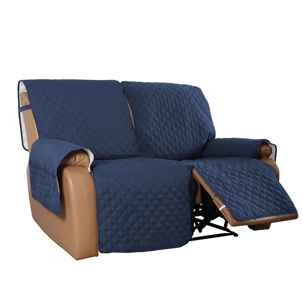 2 Seater Couch Cover Recliner Chair Cover Splittable Water Resistant Sofa Cover Slipcovers Navy Blue