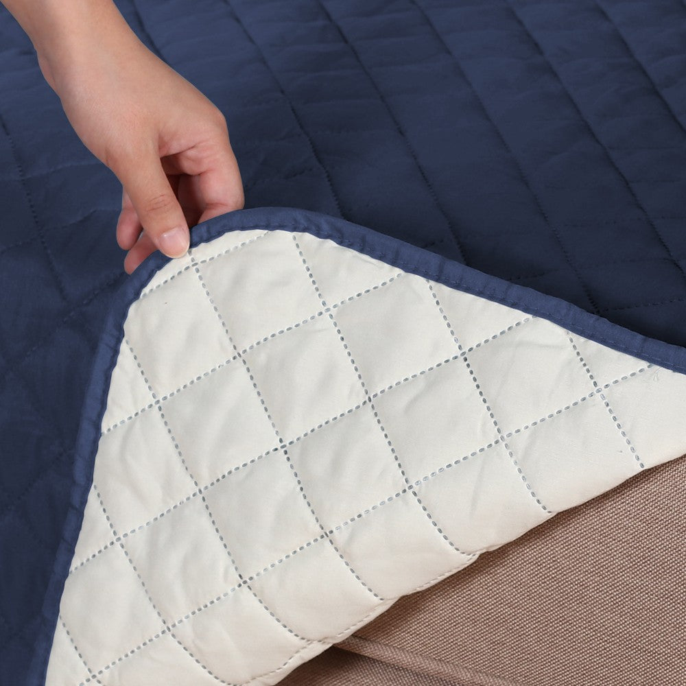 2 Seater Couch Cover Recliner Chair Cover Splittable Water Resistant Sofa Cover Slipcovers Navy Blue