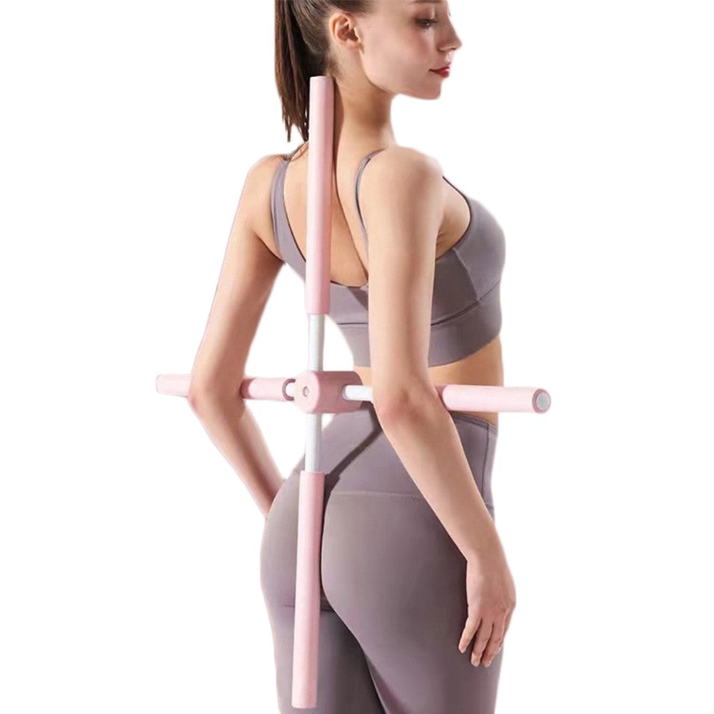 Pilates Yoga Stretching Stick Posture Corrector Stick Back Straightener Pink