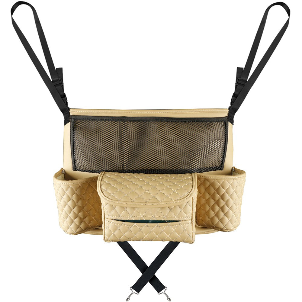 Car Handbag Purse Holder Between Seats Car Storage Bag Car Seat Barrier Beige