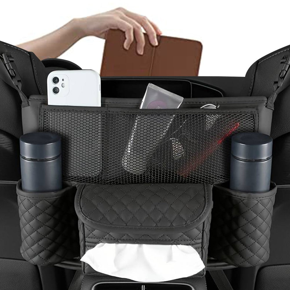 Car Handbag Purse Holder Between Seats Car Storage Bag Car Seat Barrier Black