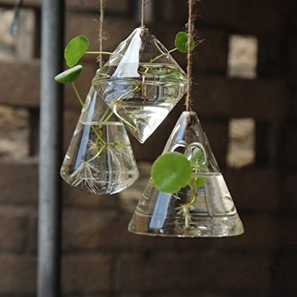 3Pcs Glass Hanging Planters Containers Flower Pots