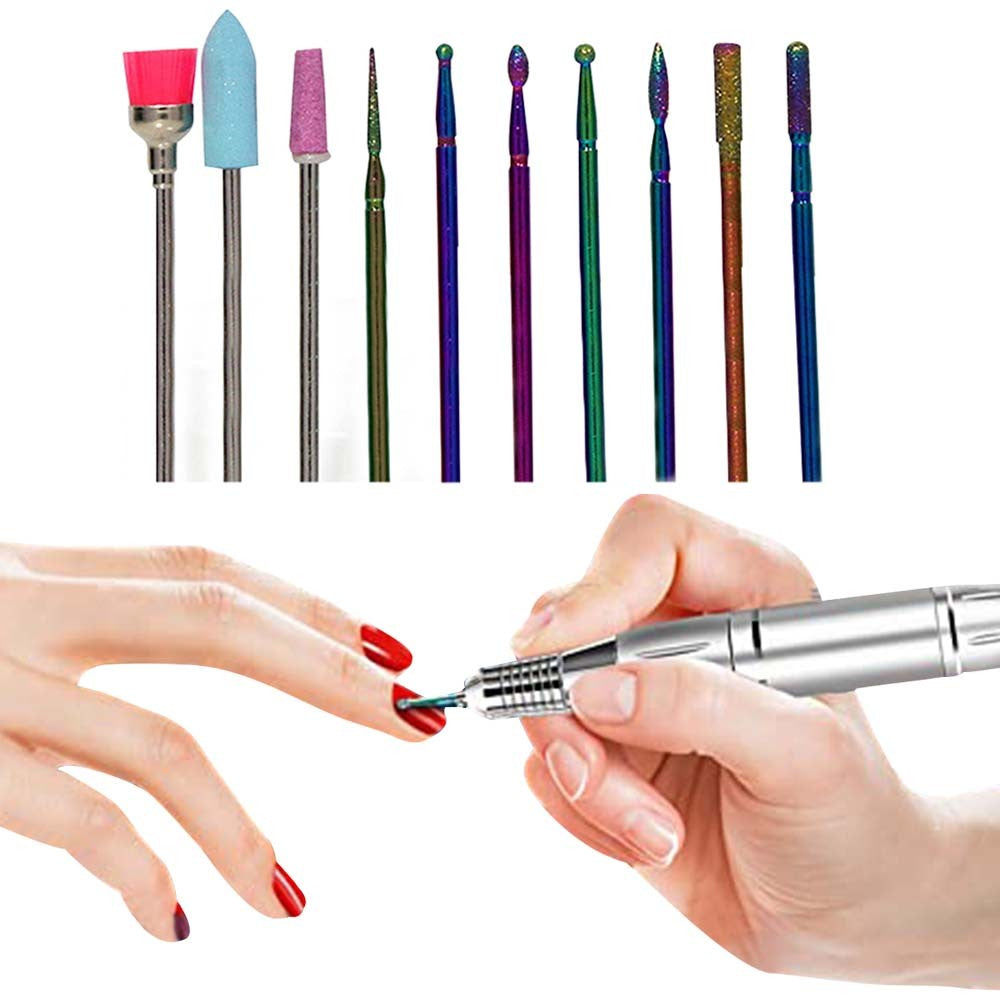Set of 10Pcs Nail Art Grinding Drill Bits Manicure Pedicure Nail Tools
