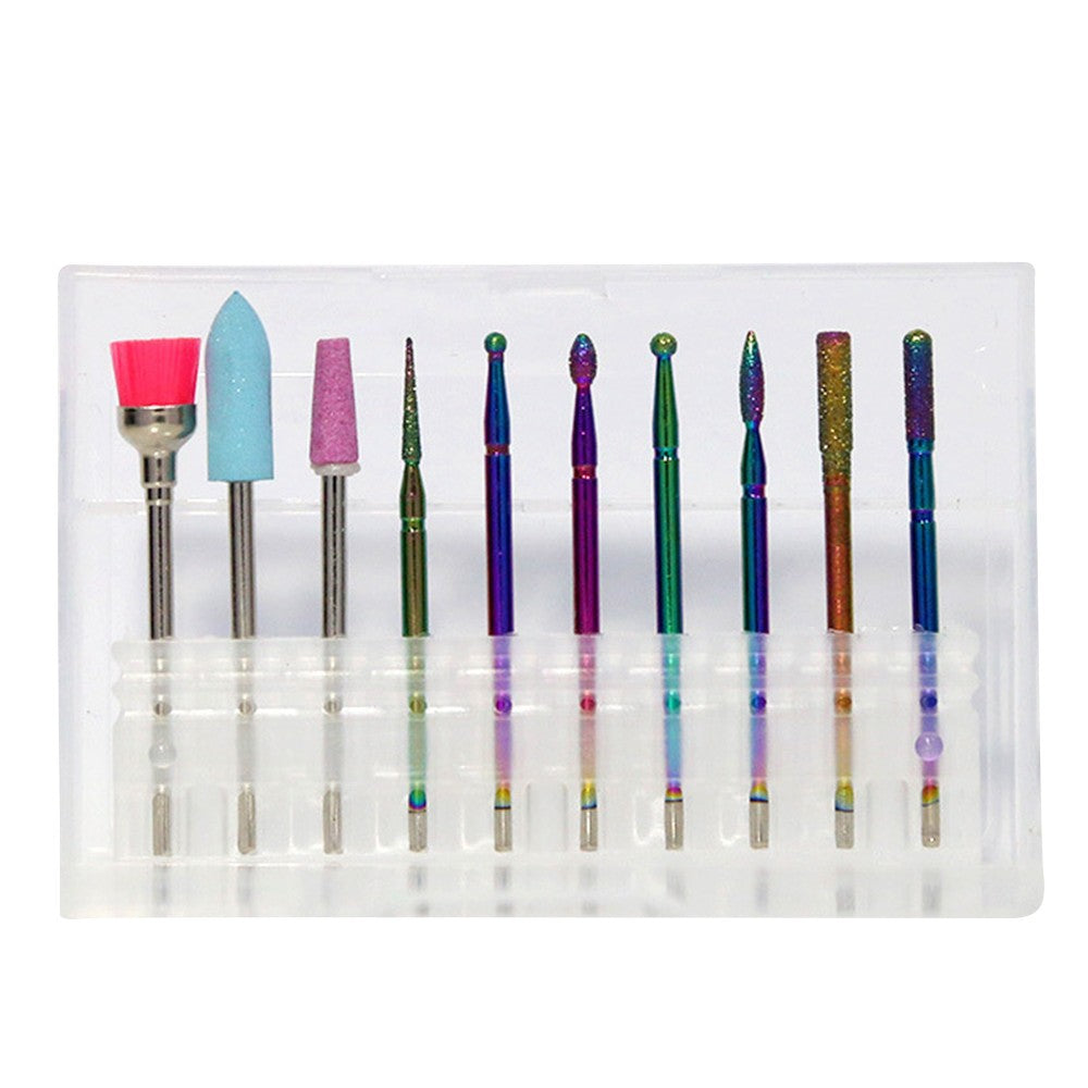 Set of 10Pcs Nail Art Grinding Drill Bits Manicure Pedicure Nail Tools
