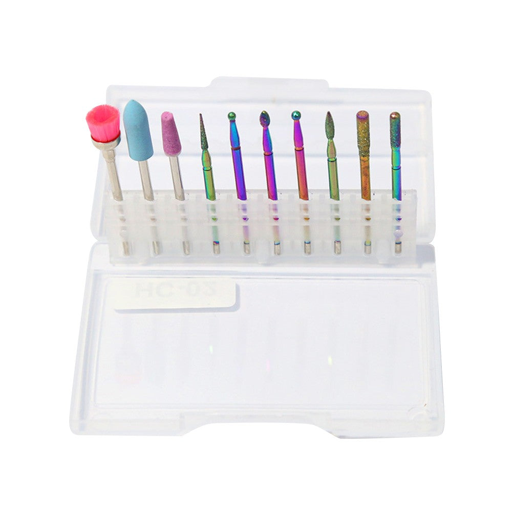 Set of 10Pcs Nail Art Grinding Drill Bits Manicure Pedicure Nail Tools