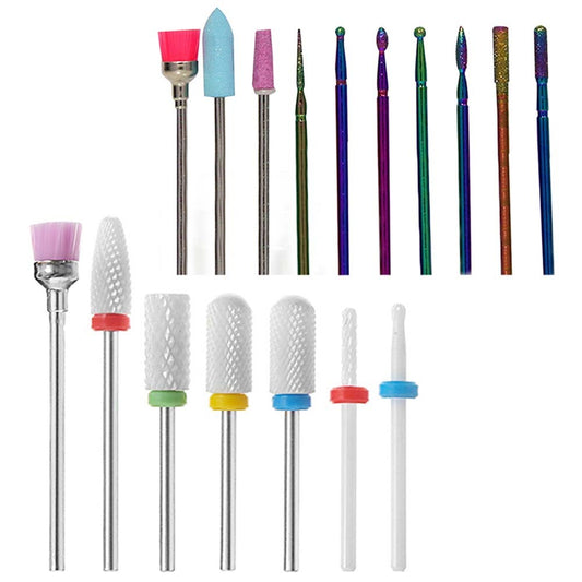Set of 17Pcs Nail Art Grinding Drill Bits Manicure Pedicure Nail Tools