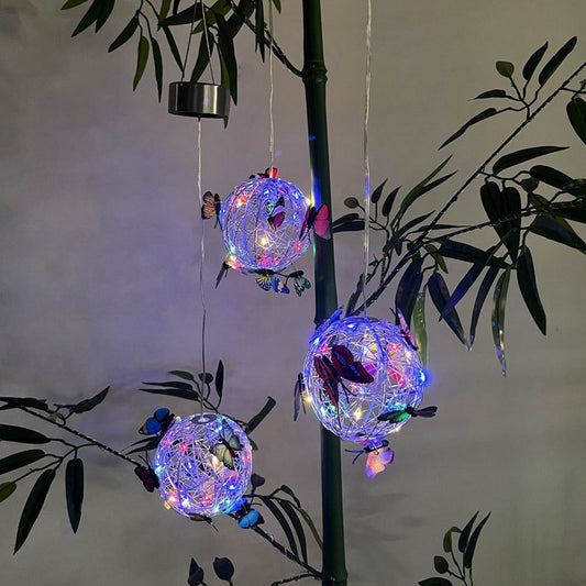 4Pcs Solar Butterfly Pendant Ball Light Outdoor Hanging Lamp Multicolor Lights